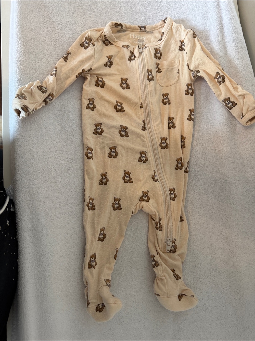Hatley Cream Beige Teddy Bear Footed One-Piece
